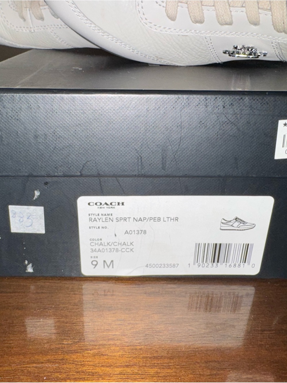 Coach Cream Leather Low-Top Sneakers with Silver Metal Logo - Picture 8 of 9